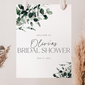 Greenery Bridal Shower Welcome Sign Template, Bridal Shower Welcome Poster, Greenery Bridal Shower Welcome Sign, Greenery Sign, BS20