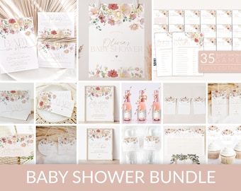 Floral Baby Shower Invitation Bundle: Editable Games & Decor (Digital Download)