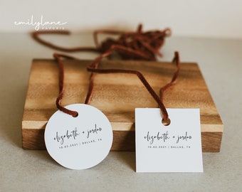 Modern Round Favor Tag Template, Square Favor Tag, Minimalist Wedding Favor Tag, Printable Favor Tags, Bridal Shower Baby Shower, E1