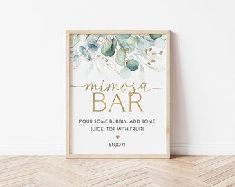 Insegna Bar Mimosa, Insegna Bar Mimosa Verde Eucalyptus, Baby Shower Mimosa Bar Insegna Download immediato Modificabile Baby Bridal Shower Fai Da Te, Jules