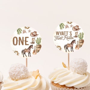 First Rodeo Birthday Cupcake Toppers, Western Cupcake Toppers, Boy 1st ...