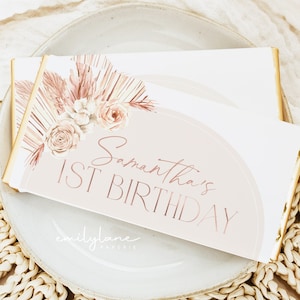 Boho Chocolate Bar Wrapper, Boho Candy Bar Wrapper Template, Boho Girl 1st Birthday Candy Bar Wrapper, Birthday Favors, Boho Birthday, BD02