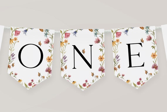 Wildflower High Chair Banner Printable, 1st Birthday Banner For High Chair, Wildflower 1st Birthday Decor, Birthday High Chair Banner, W1