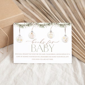 Libros para tarjetas de bebé, Libros de adornos navideños para insertar en el interior del bebé, Libros para insertar en el interior del bebé, Baby Shower de invierno, Merry Little Baby Shower, BBS77
