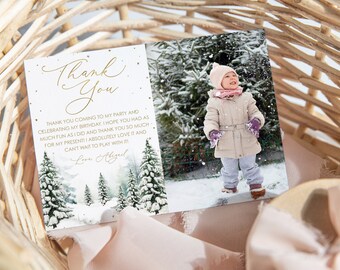 EDITABLE Winter Onederland Thank You Card, Winter 1st Birthday Thank ...