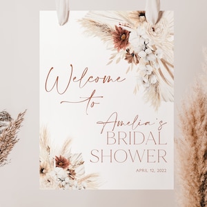 Boho Bridal Shower Welcome Sign Template, Boho Floral Bridal Shower Welcome Poster, Bohemian Bridal Shower Welcome Sign DIY, BS16