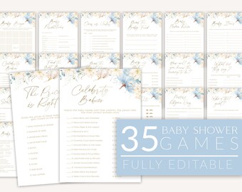 Pumpkin Baby Shower Games, Blue Pumpkin Baby Shower Editable Games, Printable Games, Boy Baby Games Pack, Pumpkin Baby Shower Boy, BBS36
