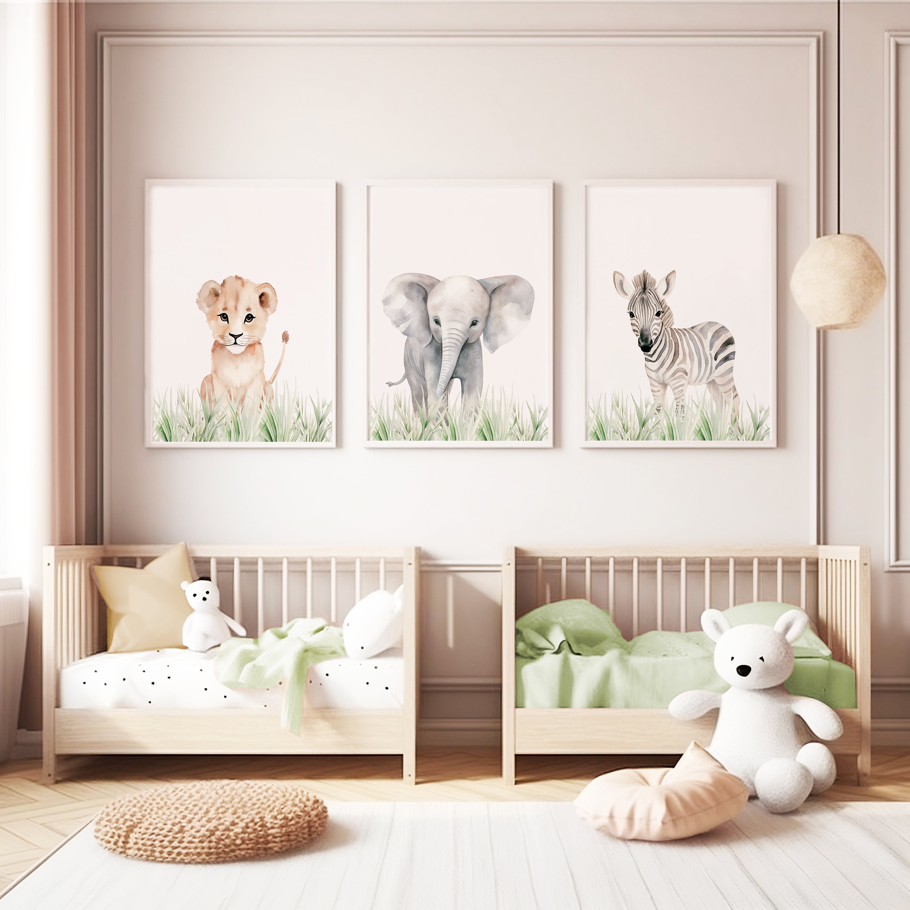 Jungle Animals Wall Art, Baby Safari Animals Nursery Room Decor, Safari ...
