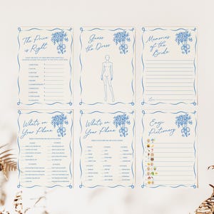 Bridal Shower Games, Fresh off the Market Bridal Shower Editable Games, Printable Games, Blue Bridal Games Pack, Blue Floral Bridal, BS69 画像 3