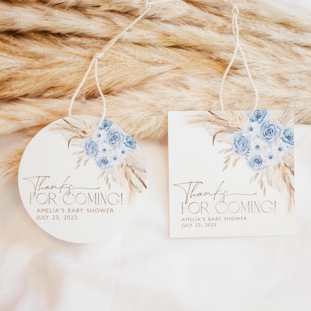 Blue Boho Thank You Favor Tag, Boho Baby Shower Thank You Favor Tag ...