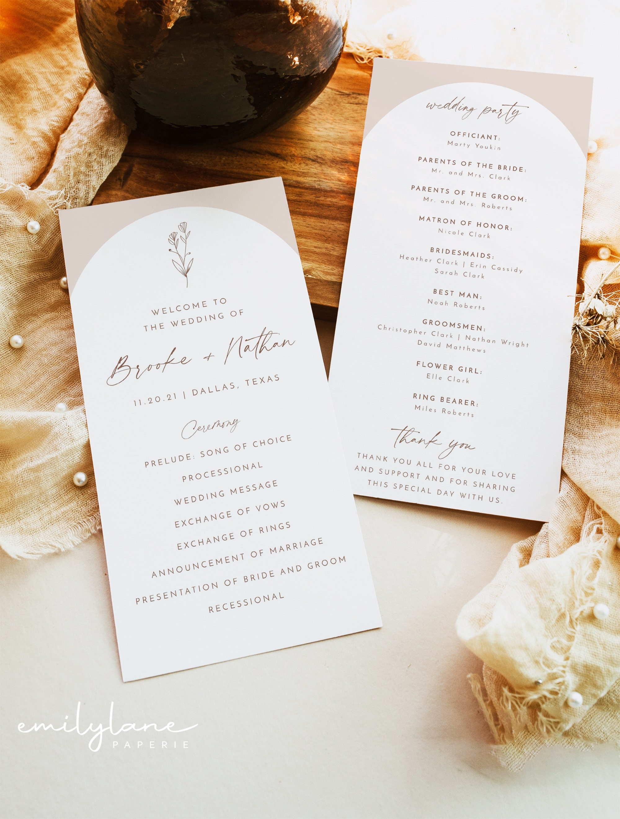 Boho Wedding Program Template Boho Arch Wedding Program | Etsy