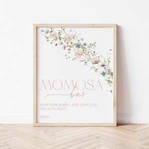 Wildflower Momosa Bar Sign, Wildflower Mimosa Bar Sign, Floral Shower Mimosa Bar Sign, Instant Download, Editable Champagne Bar Sign, BBS26