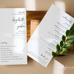 Minimal Wedding Program | Printable Order of Service | Editable Wedding Program Template | Modern Minimalist Wedding Program | E1