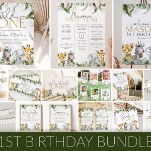 Wild One 1st Birthday Invitation Bundle, Wild One Invitation, Wild One Birthday Decorations, Wild One Birthday Boy, Safari Birthday, BD04