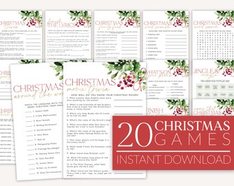 Christmas Party Games Bundle, Printable Holiday Games, Christmas Trivia Games, Holiday Party Games, Christmas Carol Game, Kids, Adults, CP03