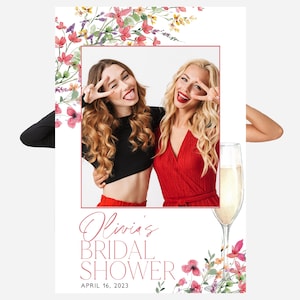 Wildflower Bridal Shower Photo Prop, Pink Floral Bridal Shower Photo Booth Frame, Bridal Shower Sign, Selfie Frame Bridal Photo Frame, BS36
