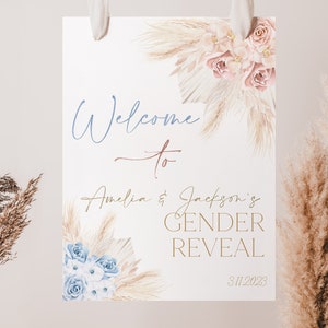 Gender Reveal Party Welcome Sign, Boho Gender Reveal Welcome Sign, Boho Welcome Sign, Boho Gender Reveal, Editable Printable Sign, BBS53