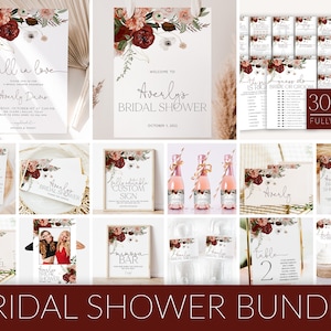 Fall in Love Bridal Shower Invitation Bundle Template, Bohemian Bridal Shower, Bridal Shower Invite, Editable Bridal Shower Template, BS27
