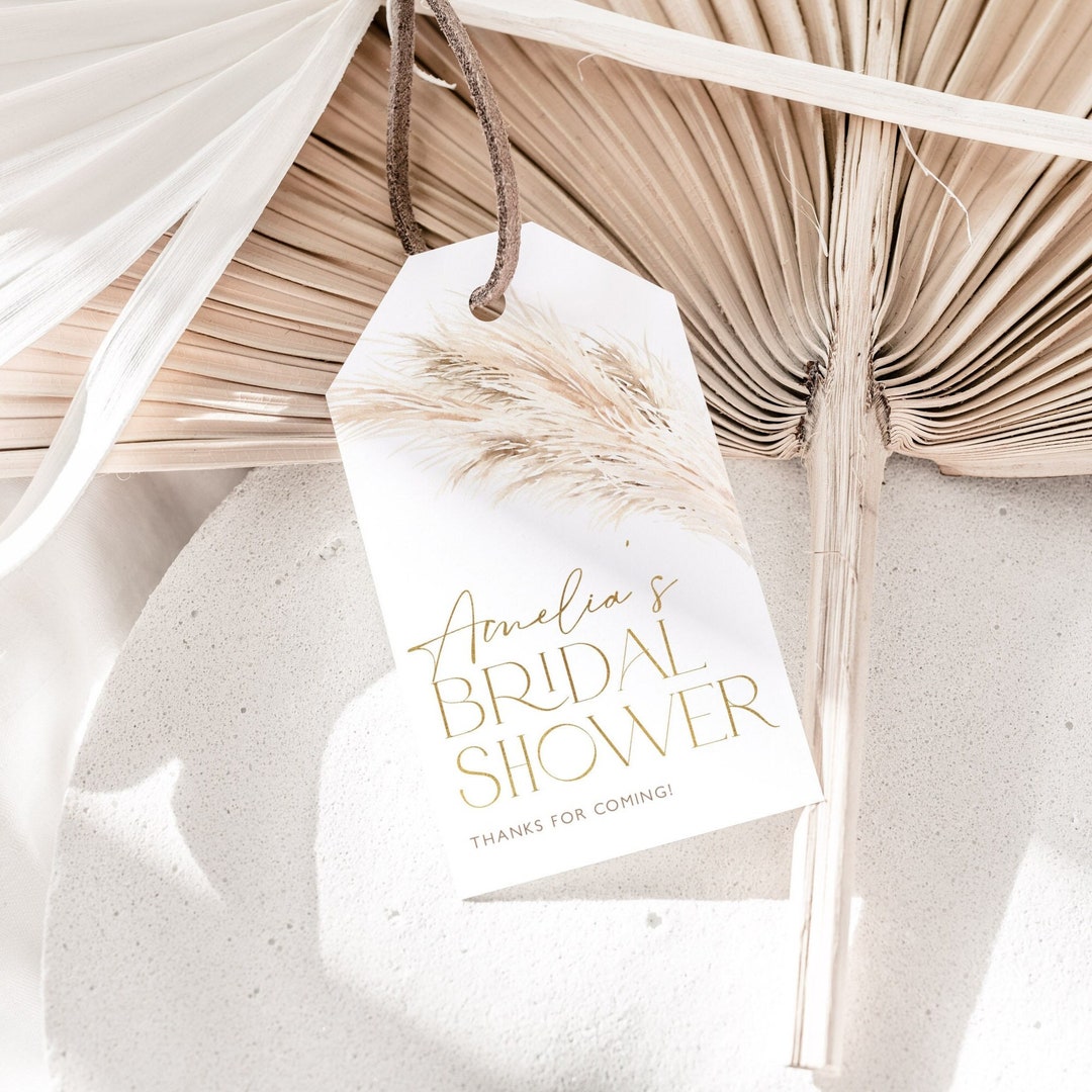Boho Bridal Shower Favor Tag, Pampas Grass Thank You Tag, Bridal Shower ...
