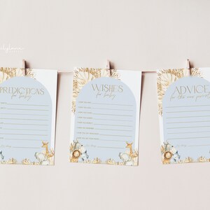 Blue Boho Safari Baby Shower Advice Girl, Blue Boho Baby Shower Game, Predicciones de bebé, Deseos de bebé, Tarjeta de consejos, Jungle Baby Shower, BBS45