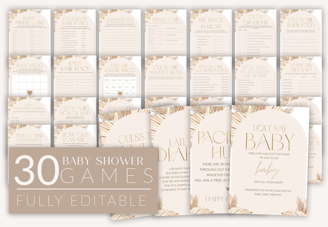 Boho Baby Shower Games, Boho Floral Baby Shower Editable Games ...