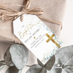 Eukalyptus-Taufbevorzugung Tags, bearbeitbare Tags, Taufbevorzugung Tags, Geschenkanhänger Dankeschön Tag, Taufe Geschenkanhänger, Rechteck Anhänger, BT4