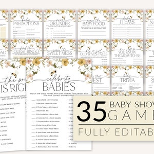 Bee Baby Shower Games, Floral Baby Shower Editable Games, Printable Games, Baby Games Pack, Mommy to Bee Baby Shower, Bee Baby Shower, BBS31