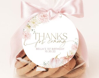 Pumpkin Thank You Favor Tag, Pumpkin Birthday Thank You Favor Tag, Pumpkin 1st Birthday Thank You, Girl First Birthday, Pink Pumpkin, BD23