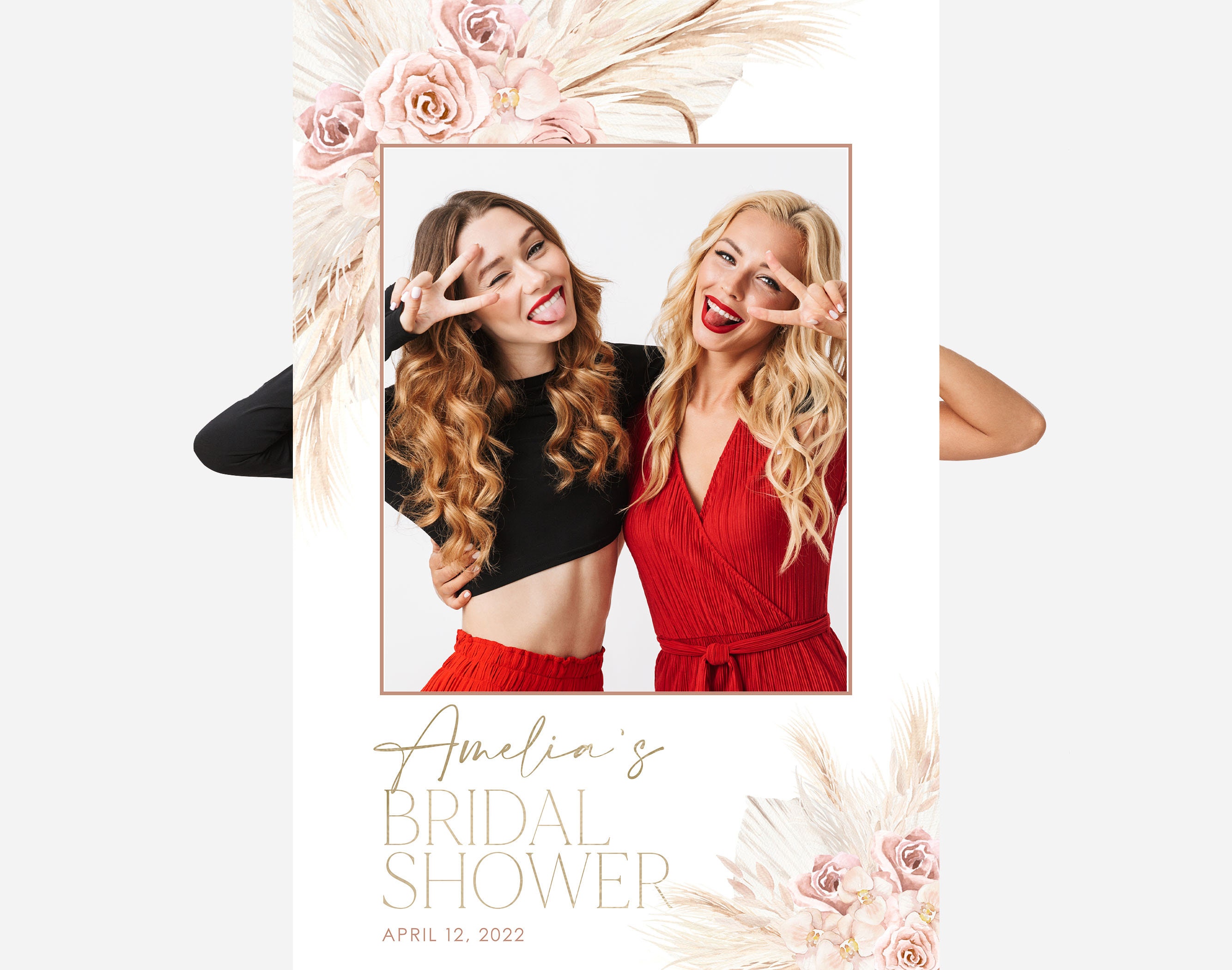 Pink Boho Bridal Shower Photo Prop Boho Bridal Shower Photo Booth Frame Boho Bridal Shower Sign Selfie Frame Bridal Photo