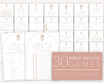 Wildflower Bridal Shower Games, Floral Bridal Shower Editable Games, Printable Games, Bridal Shower Games Pack, Floral Bridal Games, BS21