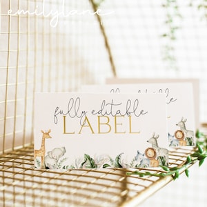 Editable Food Labels, Wild One Food Label Card, Safari Birthday Food Tags, Folded Food Cards, Tented Food Labels, Wild One Food Cards, BD08