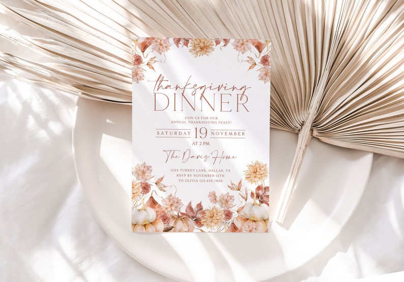 Thanksgiving Dinner Invitation, Friendsgiving Invitation Template, Thanksgiving, Editable Thanksgiving Invitation, Thanksgiving Dinner, TG01 image 10