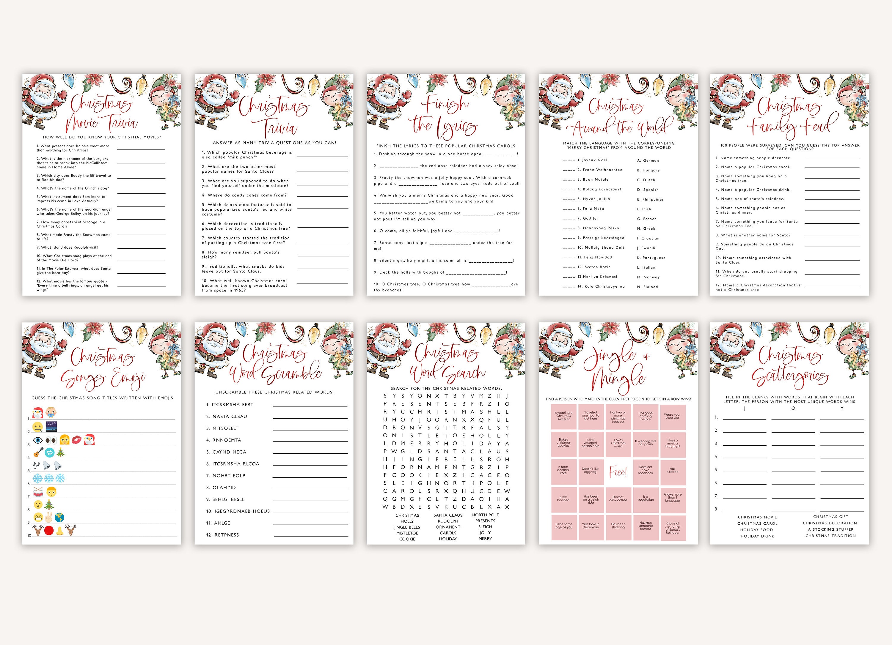 Fun Christmas Party Games Printable Holiday Games Christmas - Etsy