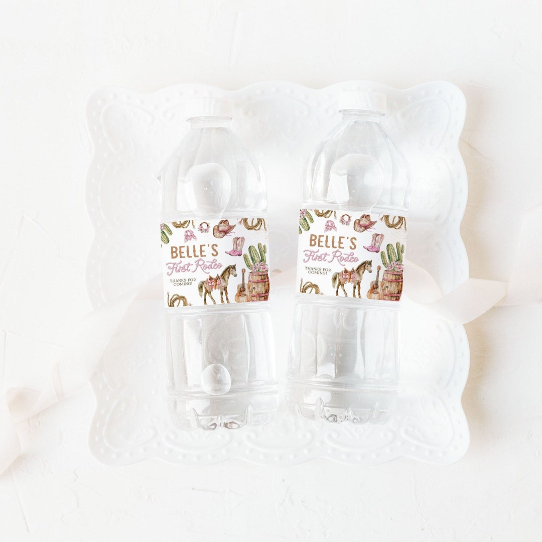 First Rodeo Water Bottle Label, Pink Western 1st Birthday Water Label ...