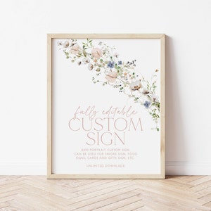 Wildflower Editable Custom Sign, Custom 8x10 Sign, Bridal Shower Editable Sign 8x10, Custom Text Sign, Printable Signs Bridal Shower, BS18