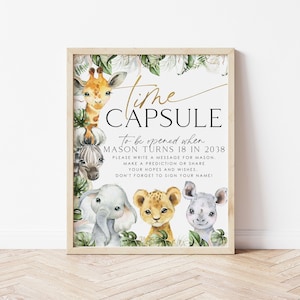 Wild One Time Capsule, 1st Birthday Time Capsule Sign, Safari Birthday, Boys 1st Birthday, First Birthday Time Capsule, Wild One, BD05