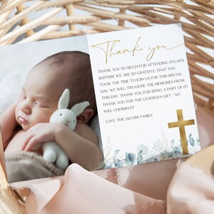 Eucalyptus Thank You Card Template, Printable Thank You, Instant Download Thank You Cards, Christening Thank You, Baptism Thank You, BT4