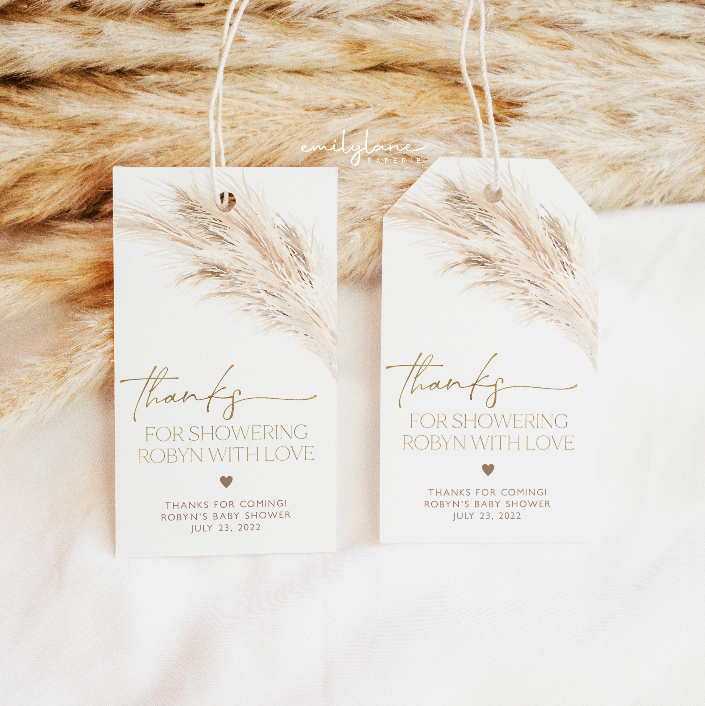 Boho Baby Shower Favor Tag Pampas Grass Thank You Tag Gender - Etsy ...