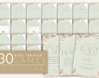 Boho Baby Shower Games: Floral Printable Games (Editable)