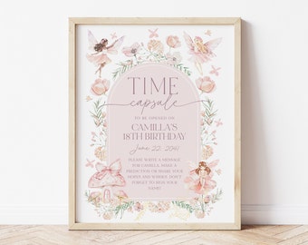 Fairy Time Capsule, 1st Birthday Time Capsule Sign, Boho Arch Fairy 1st Birthday, Girls 1st Birthday, Fairy 1st Birthday Time Capsule, BD83