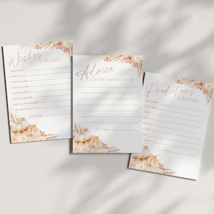 Pompoen babyshoweradvies, babyshowervoorspellingen, babyshowerwensen, advieskaart, advieskaart, bewerkbare spellen, boho pompoen babyspellen bloemen, BBS64