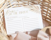 Boho Bridal Recipe Card Template, Recipe for the Bride, Recipe Card, Boho Bridal Shower, Pampas Grass Bridal Shower, Recipe Insert, BS25