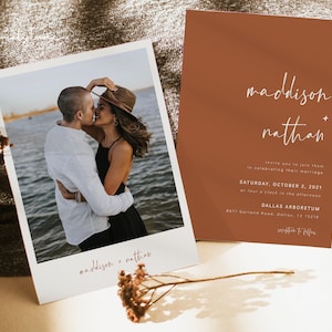 Terracotta Minimalist Wedding Invitation Template, Rust Wedding Invitation Template, Burnt Orange Wedding Invite, Instant Download, Layla