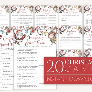 Divertenti giochi per feste di Natale, Giochi per le vacanze stampabili, Giochi di curiosità natalizie, Giochi per feste di Natale, Giochi di canti natalizi, Bambini, Adulti, CP05