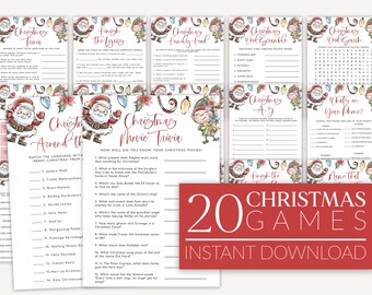 Fun Christmas Party Games, Printable Holiday Games, Christmas Trivia Games, Holiday Party Games, Christmas Carol Game, Kids, Adults, CP05