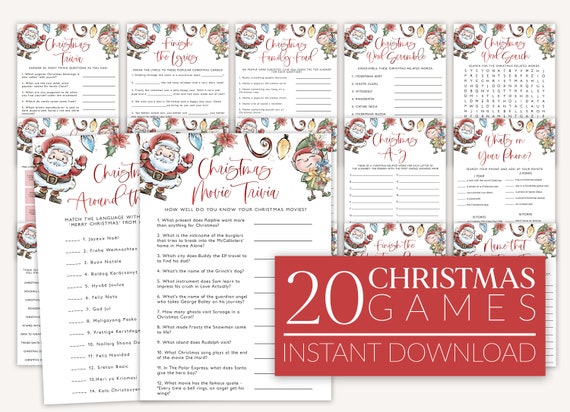 Fun Christmas Party Games, Printable Holiday Games, Christmas Trivia Games, Holiday Party Games, Christmas Carol Game, Kids, Adults, CP05