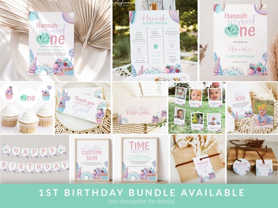 Sweet One Birthday Invitation Bundle She's A Sweet One - Etsy