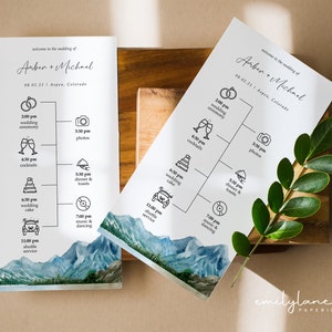 Mountain Wedding Timeline Template, Wedding Timeline, Event Timeline, Wedding Itinerary, Weekend Schedule Printable, Welcome Bag, Mia