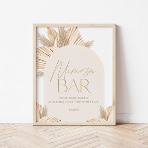 Beige Boho Mimosa Bar Sign, Momosa Bar Sign, Mimosa Bar Sign, Juice Labels, Mimosa Juice Tag, Gender Neutral Baby Shower Sign, BBS02