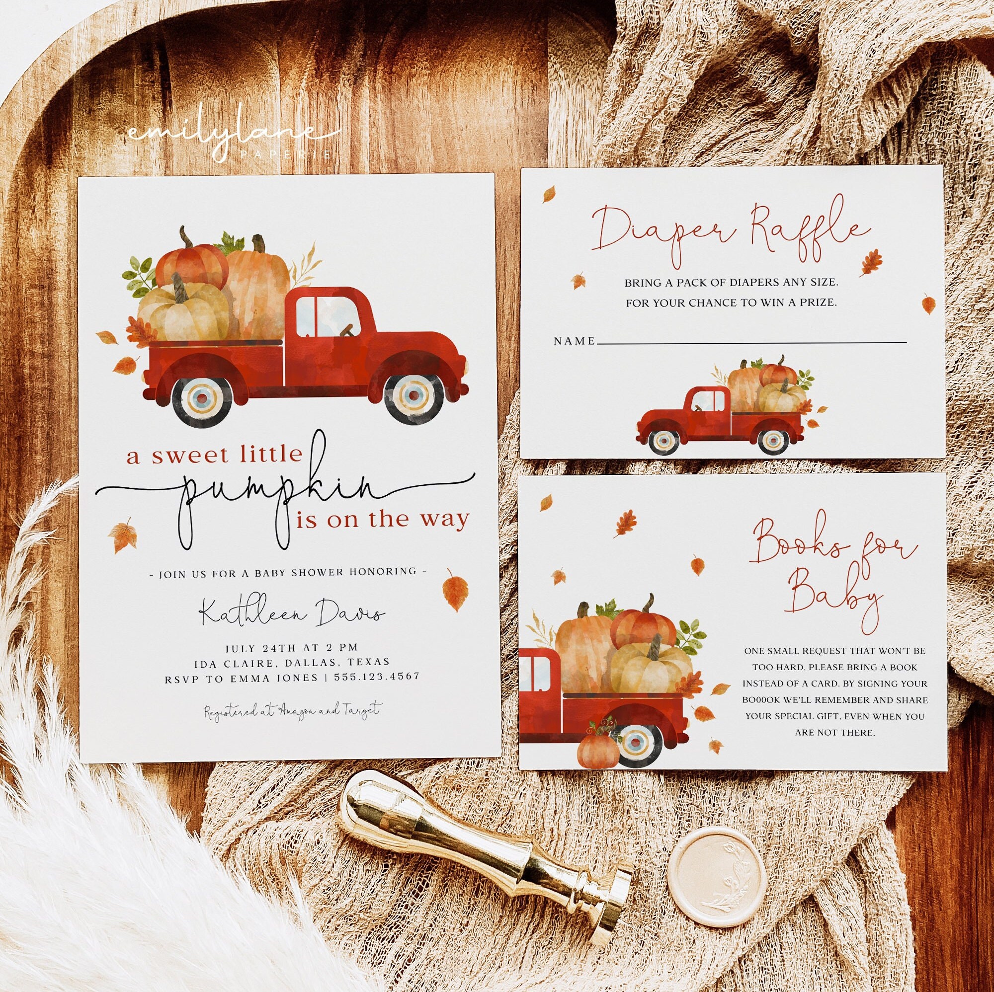 Pumpkin Baby Shower Invitation Set A Little Pumpkin Is On The Etsy 日本